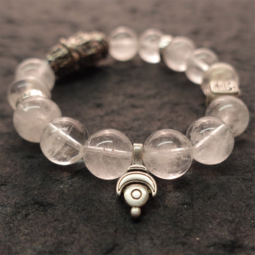 Purity & Wealth Tibetan Clear Quartz Silver Zakhiram Bracelet
