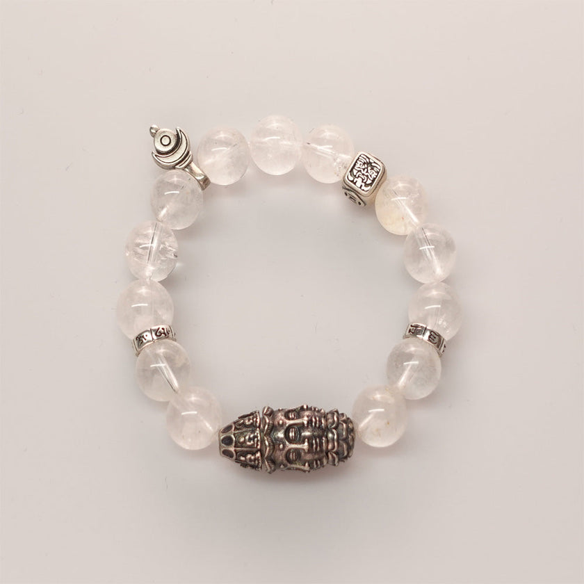 Purity & Wealth Tibetan Clear Quartz Silver Zakhiram Bracelet