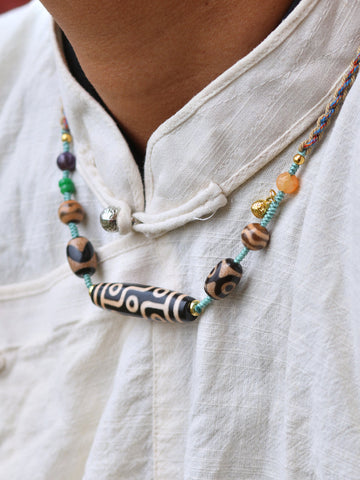 Fortune Nine-Eyed Dzi Necklace
