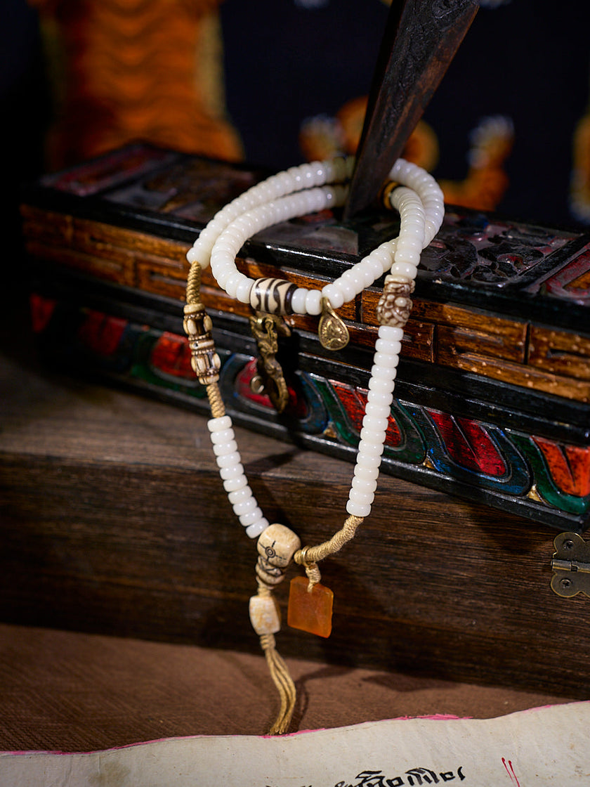 108 Bodhi Seed Yak Bone Agate Mala Bracelet