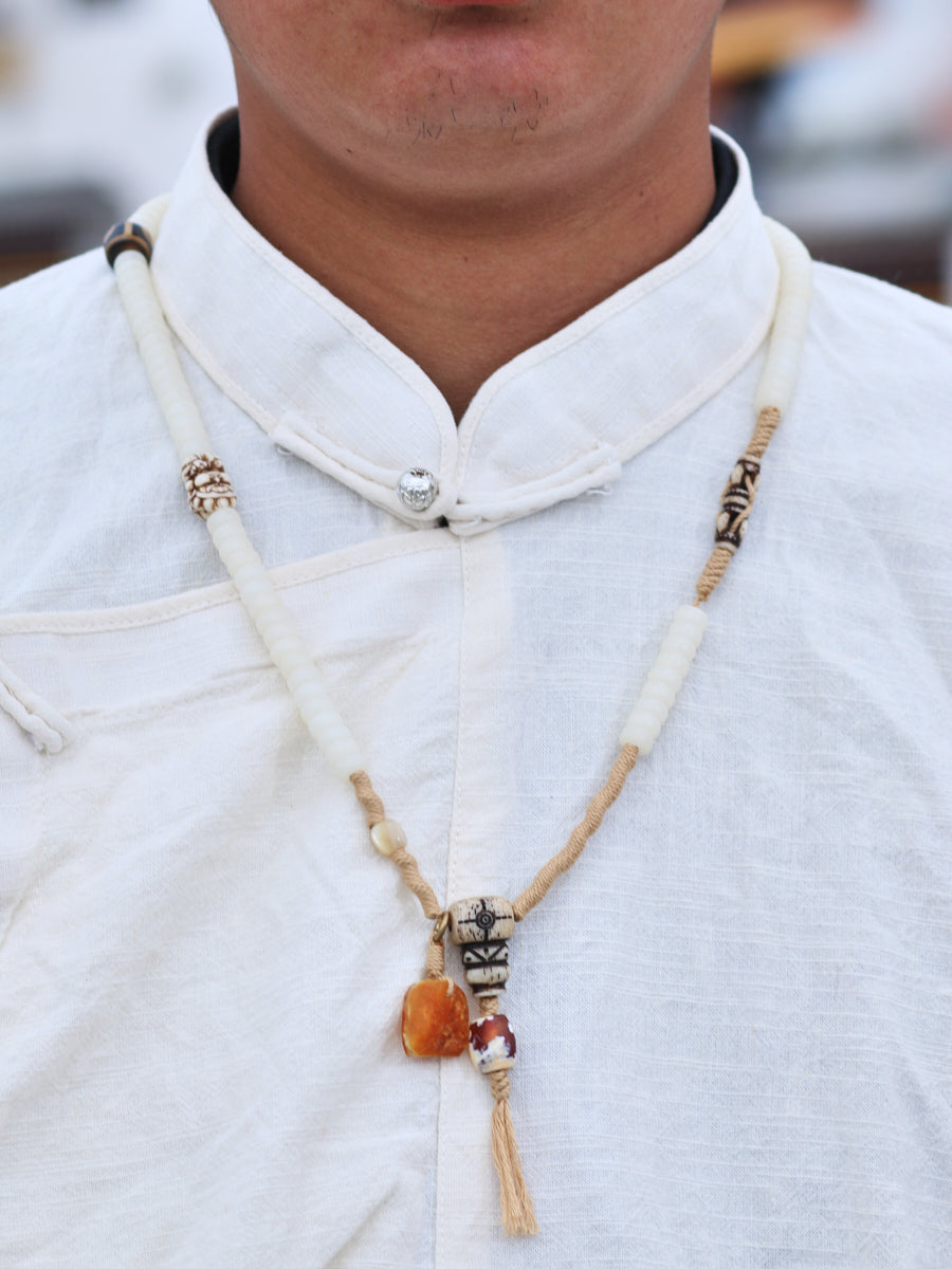 108 Bodhi Seed Yak Bone Agate Mala Bracelet