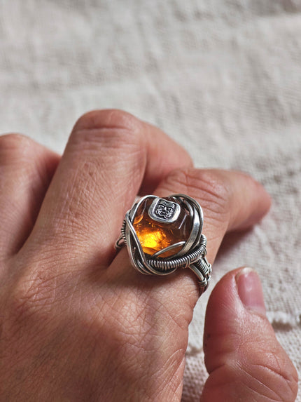 Zashi Lhamo Citrine Wire Wrap Ring