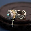 Tibetan Blessing Prayer Wheel Ring – Silver and Turquoise Spinner