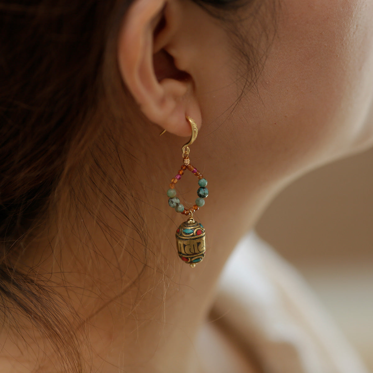 lucky Energy Tibetan Turquoise Earrings