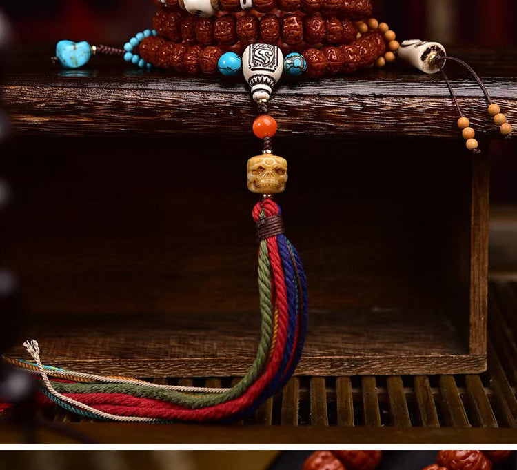 Tibetan-Style Small Vajra Bodhi Seed 108 Mala Beads – Handcrafted Buddhist Prayer Necklace