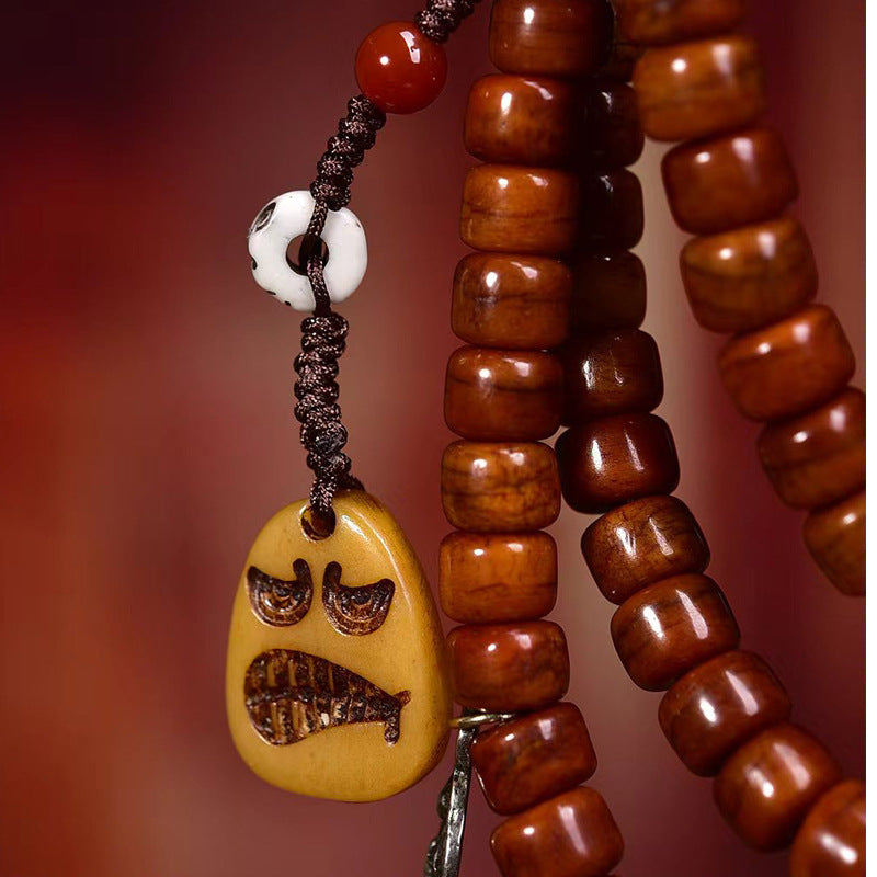 Tibetan Yak Bone 108 Mala Beads with Agate Line Beads and Adai Accessories