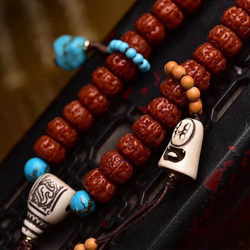 Tibetan-Style Small Vajra Bodhi Seed 108 Mala Beads – Handcrafted Buddhist Prayer Necklace