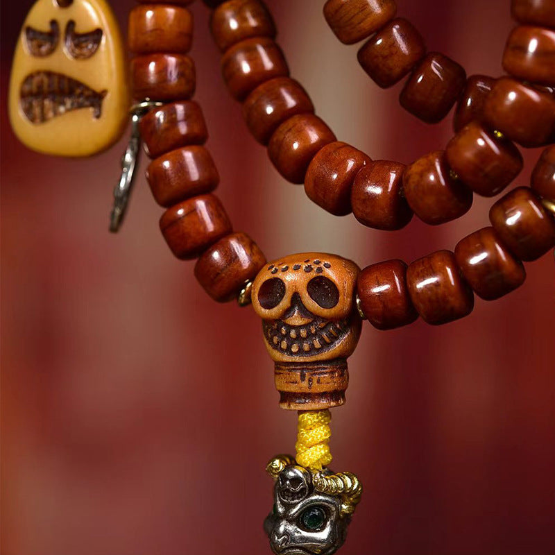 Tibetan Yak Bone 108 Mala Beads with Agate Line Beads and Adai Accessories