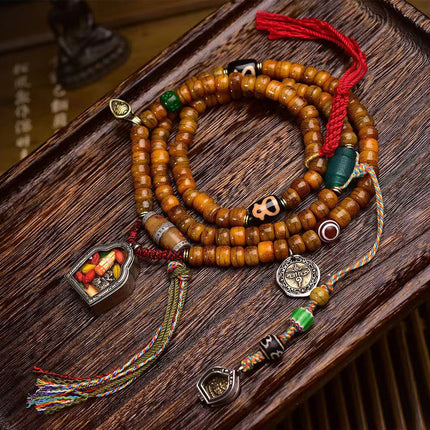 Tibetan Camel Bone 108 Mala Beads – Handcrafted Prayer Necklace