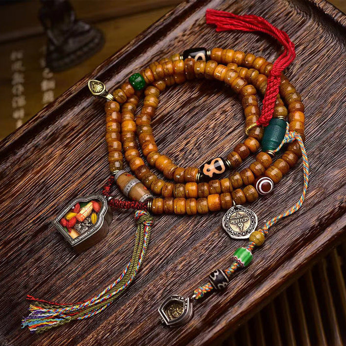 Tibetan Camel Bone 108 Mala Beads – Handcrafted Prayer Necklace