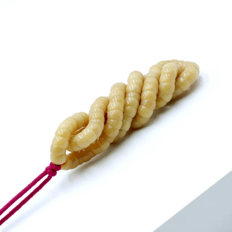 108 Bodhi Bracelet — Creamy Yellow, Handcrafted, Angled-Cut