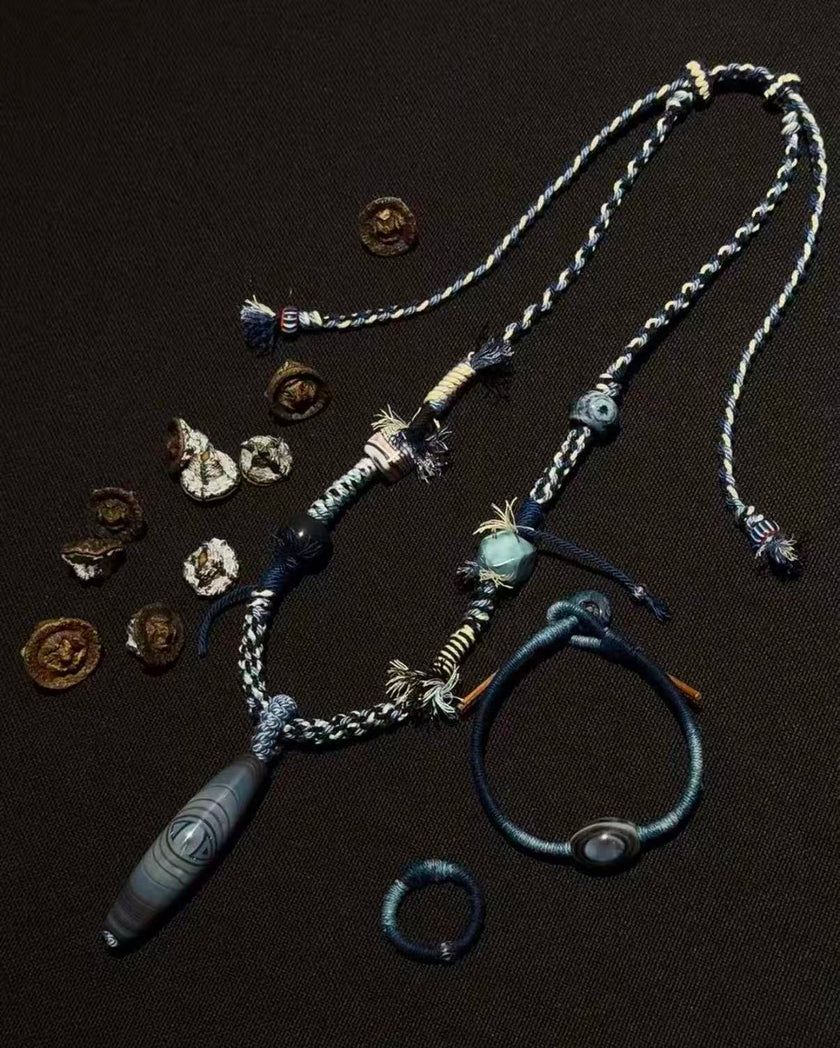 Celestial Calm Tibetan Five-Color Cord Agate Jewelry
