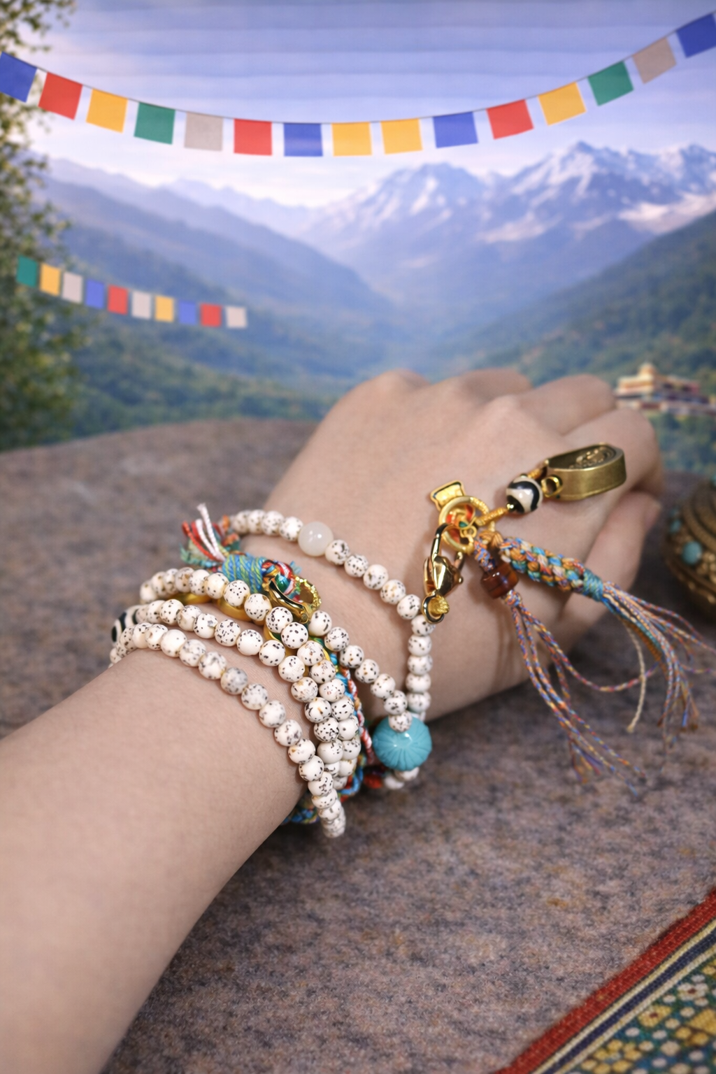 Star Moon Bodhi Seed Turquoise Boho Tibetan Mala Necklace