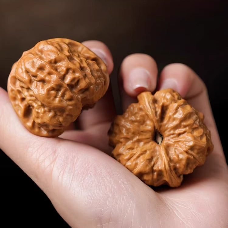 Premium Natural Color Chinese Wenwan Walnut Pair — Stress Relief. Meditation. Natural Patina.