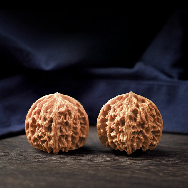 Premium Natural Color Chinese Wenwan Walnut Pair — Stress Relief. Meditation. Natural Patina.