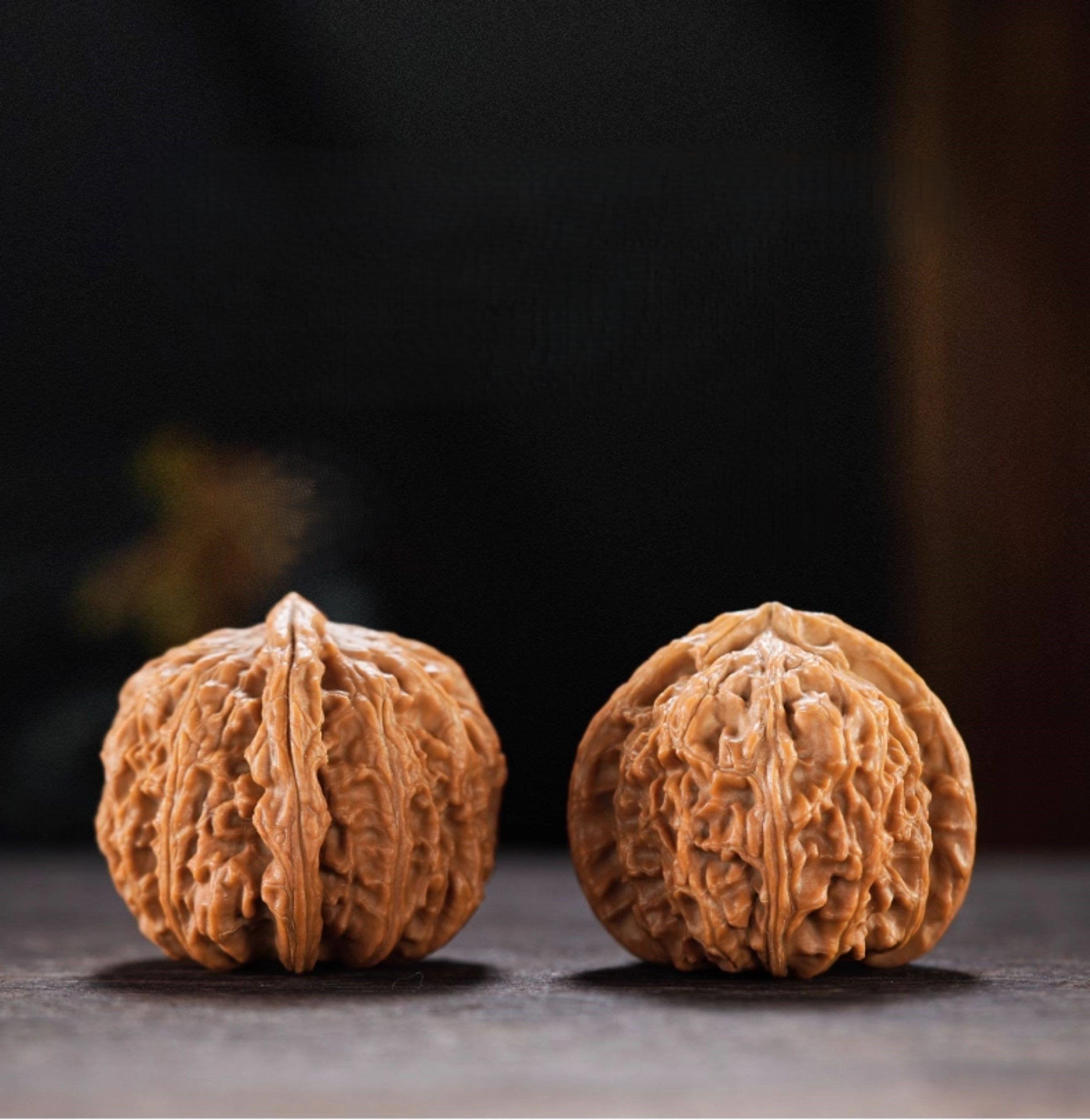 Premium Natural Color Chinese Wenwan Walnut Pair — Stress Relief. Meditation. Natural Patina.