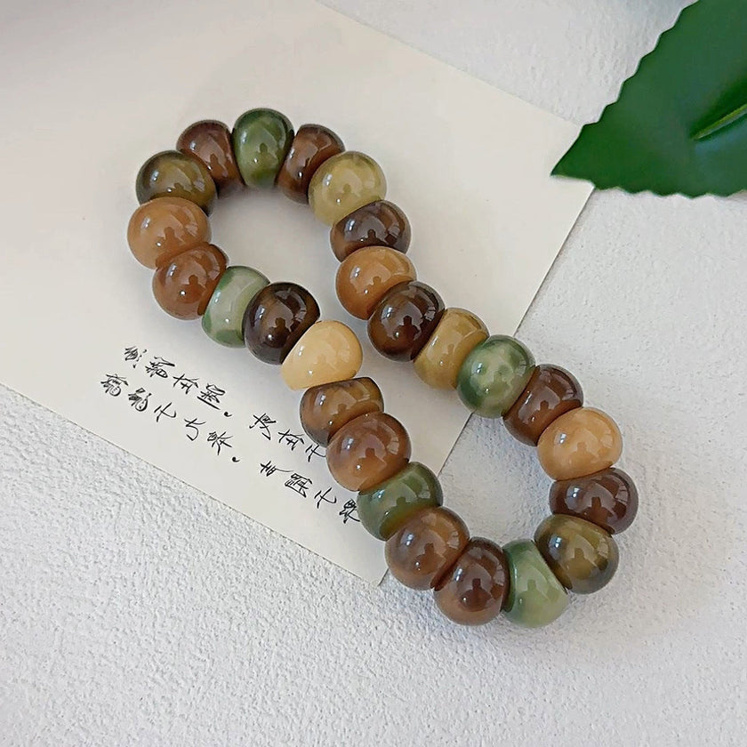New Colorful Garlic Beads Bodhi Bracelet — Unique Marble Pattern. 14mm. One of a Kind.