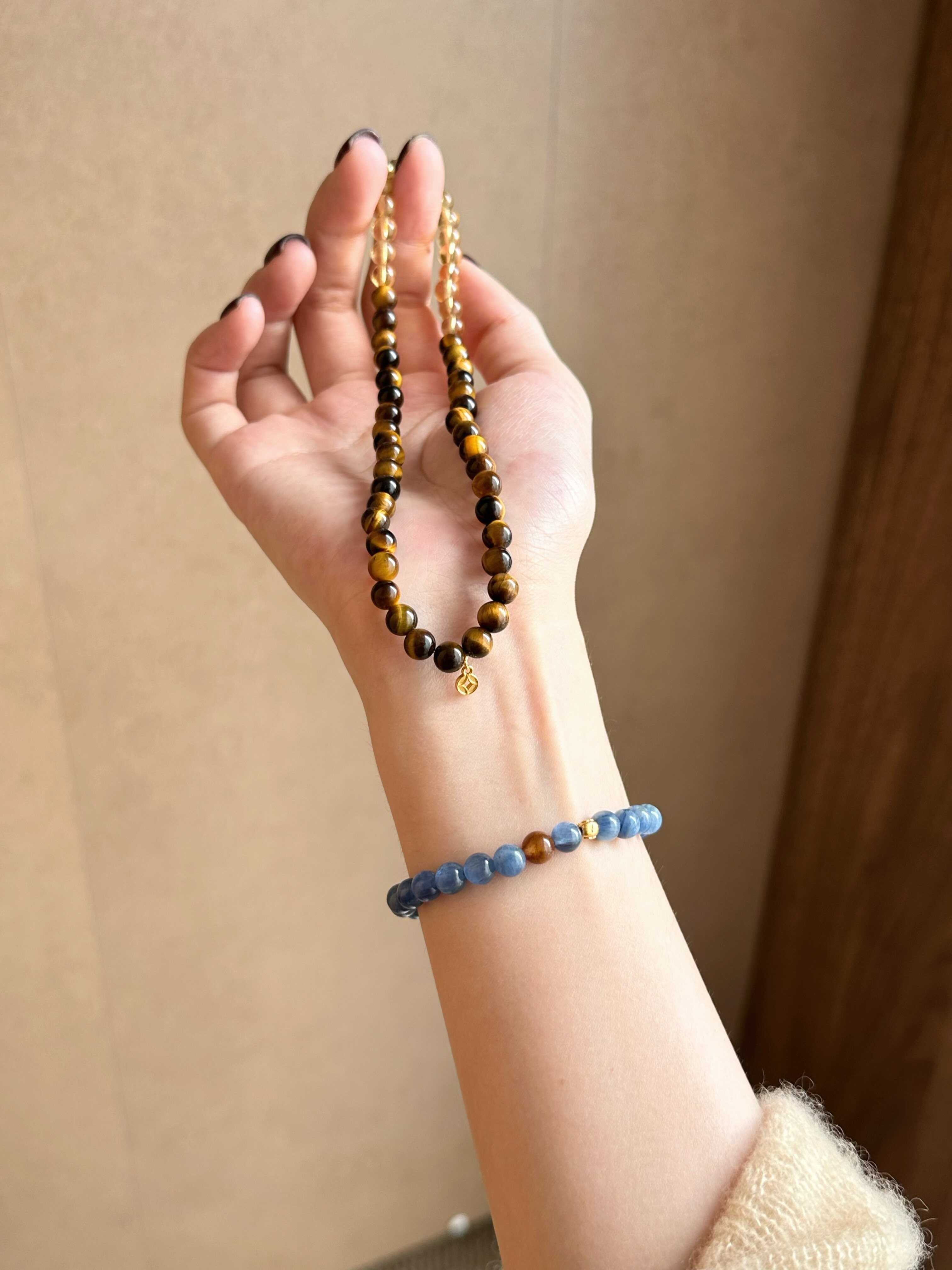 Citrine & Tiger Eye Double-Row Bracelet for Wealth & Fortune