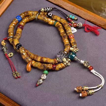 Yak Bone Mala Bracelet: 108 Tibetan Buddhist Prayer Beads
