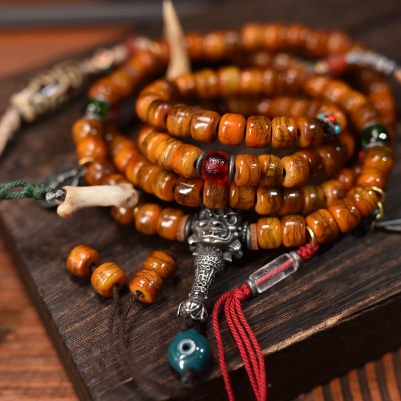 Yak Bone Mala Bracelet: Handcrafted Tibetan Buddhist Prayer Beads