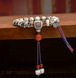 Tibetan Yak Bone Skull Bracelet, Single Strand Mala with Agate Bead