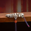 Tibetan Yak Bone Skull Bracelet, Single Strand Mala with Agate Bead