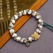 Tibetan Yak Bone Skull Bracelet, Single Strand Mala with Agate Bead
