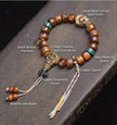Antique Tibetan Style Bone Bracelet - Lapis Lazuli Inlay - Yak Bone Wrist Mala - Meditation Prayer Beads - Handmade Spiritual Jewelry Gift