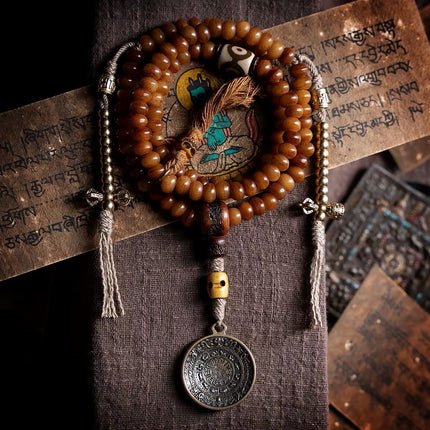 Yak Bone Mala Bracelet, 108 Prayer Beads Necklace, Tibetan Buddhist Gift