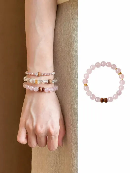 Rose Quartz & Koa Wood Bracelet for Love & Harmony