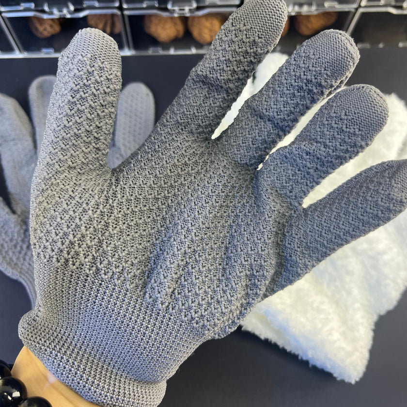 The Patina Care Duo — 2‑Stage Walnut Polishing Glove Set (Clean & Shine)