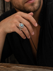 Tibetan Blessing Prayer Wheel Ring – Silver and Turquoise Spinner
